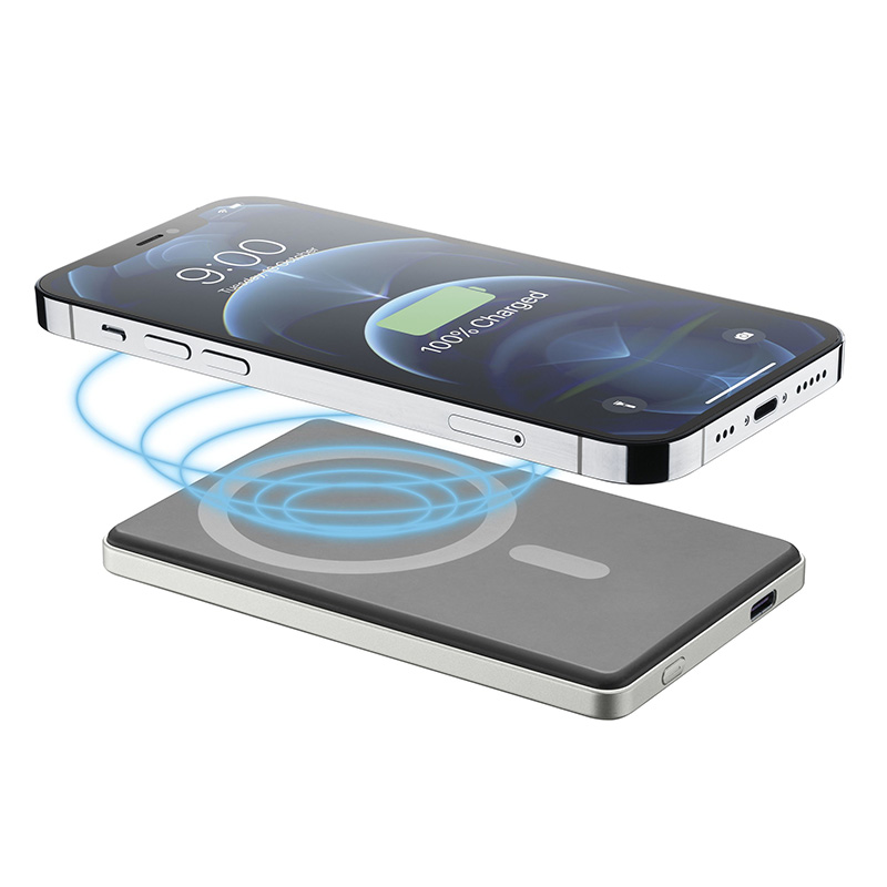 Cellularline MAG Lite Ultra Slim 5000 - Power bank indukcyjny 5000mAh MagSafe (srebrny)