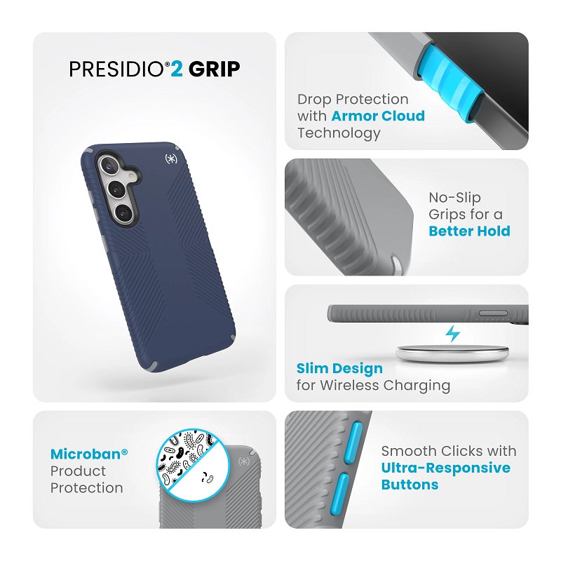 Speck Presidio2 Grip - Etui Samsung Galaxy S24 (Coastal Blue / Dust Grey)