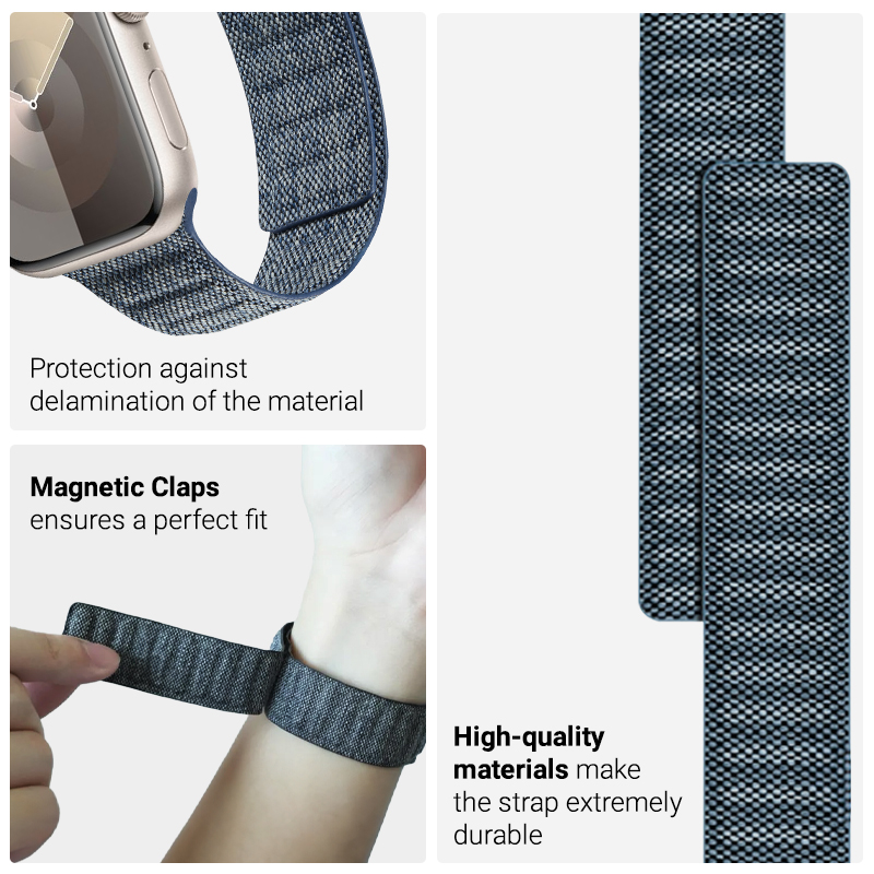 Crong Melange - Pasek magnetyczny do Apple Watch 42/44/45/49 mm (niebieski melanż)