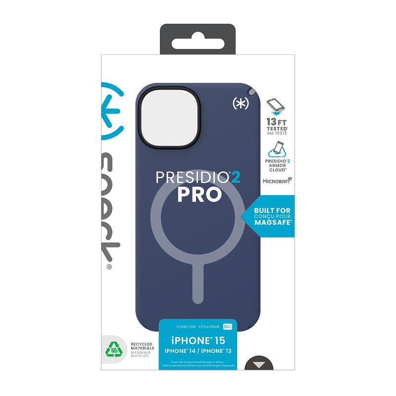 Speck Presidio2 Pro MagSafe - Etui iPhone 15 (Coastal Blue / Dustgrey / White)