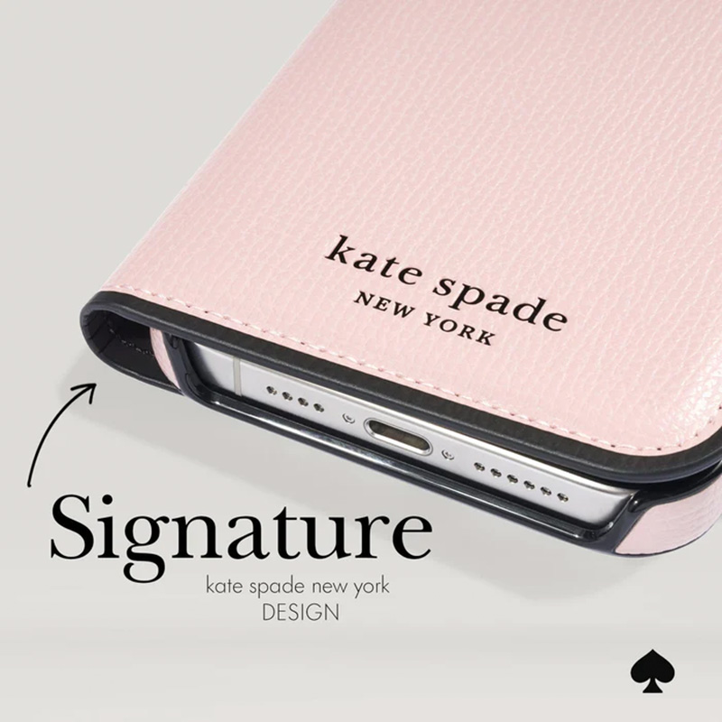 Kate Spade New York Wrap Folio Case - Skórzane etui z klapką iPhone 15 Pro (Pale Vellum)