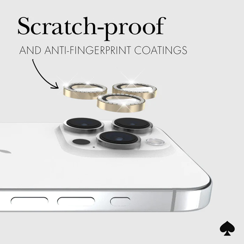Kate Spade New York Aluminum Ring Lens Protector - Szkło ochronne na obiektyw aparatu iPhone 15 Pro / iPhone 15 Pro Max (Set in Stone Gold)