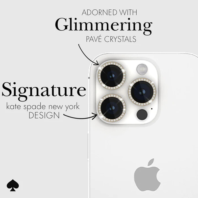 Kate Spade New York Aluminum Ring Lens Protector - Szkło ochronne na obiektyw aparatu iPhone 15 Pro / iPhone 15 Pro Max (Set in Stone Gold)