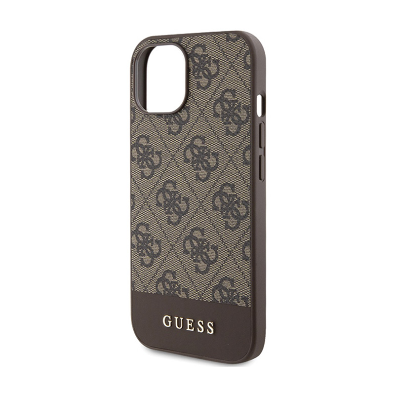 Guess 4G Bottom Stripe Metal Logo Collection - Etui iPhone 15 (brązowy)