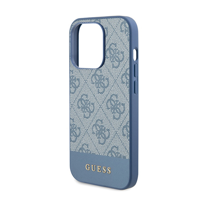 Guess 4G Bottom Stripe Metal Logo Collection - Etui iPhone 15 Pro Max (niebieski)