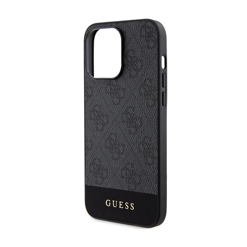 Guess 4G Bottom Stripe Metal Logo Collection - Etui iPhone 15 Pro Max (szary)