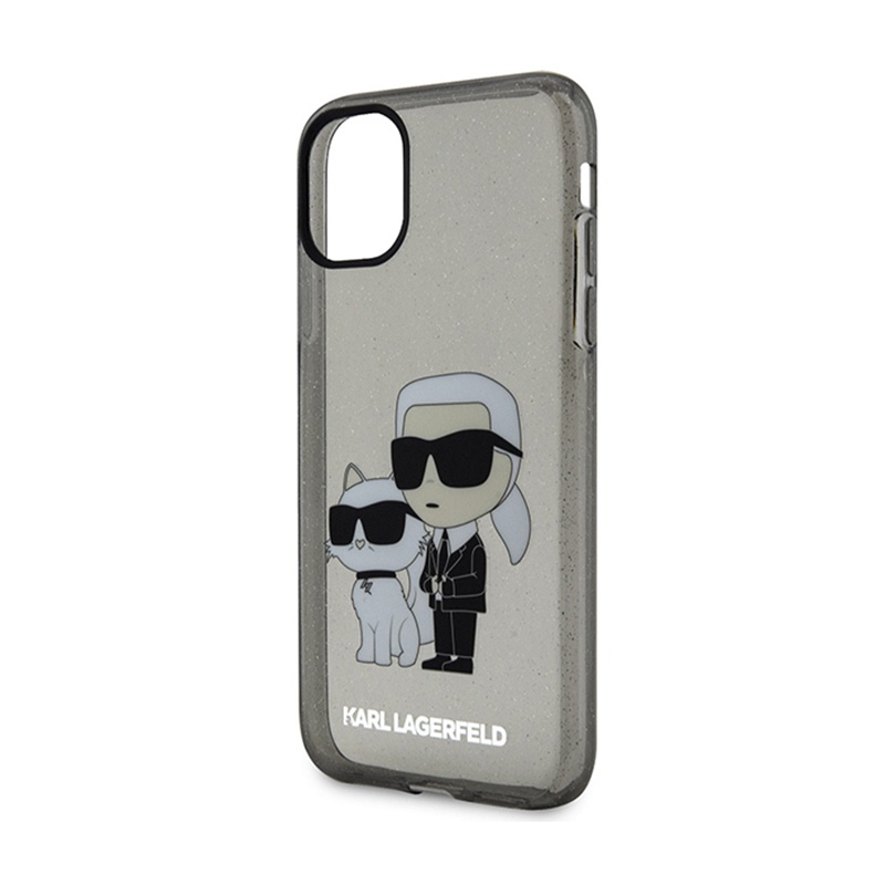 Karl Lagerfeld IML Glitter Karl & Choupette - Etui iPhone 11 (czarny)