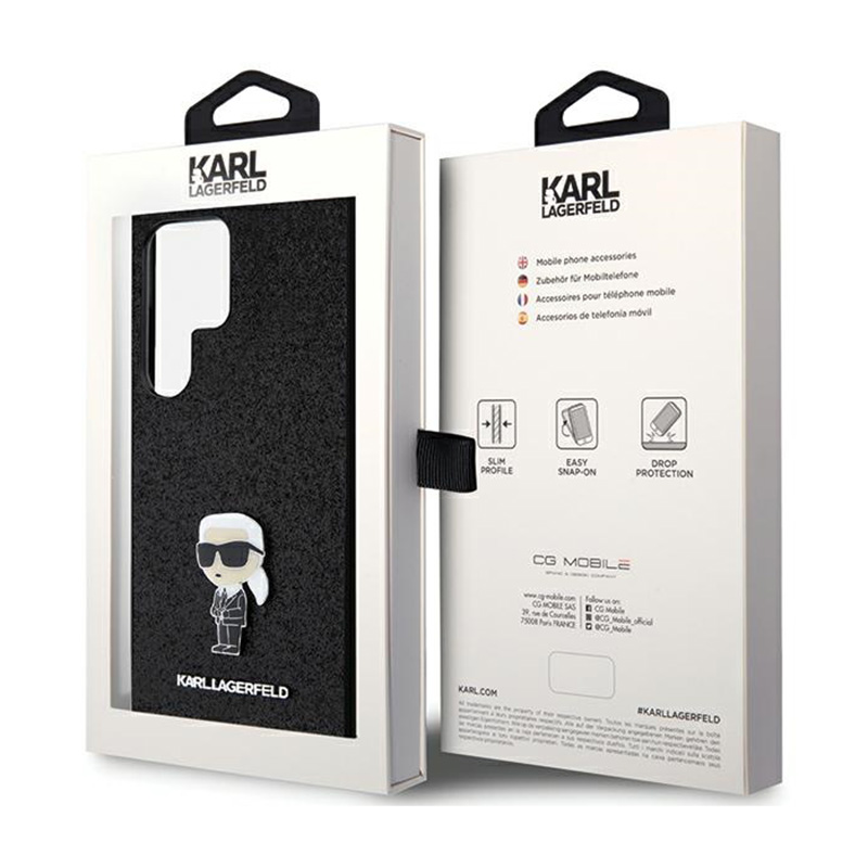 Karl Lagerfeld Fixed Glitter Ikonik Logo Metal Pin - Etui Samsung Galaxy S24 Ultra (czarny)