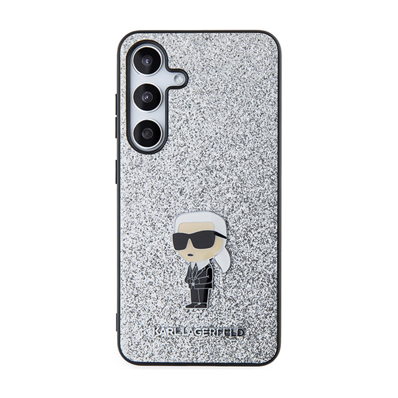 Karl Lagerfeld Fixed Glitter Ikonik Logo Metal Pin - Etui Samsung Galaxy S24+ (srebrny)