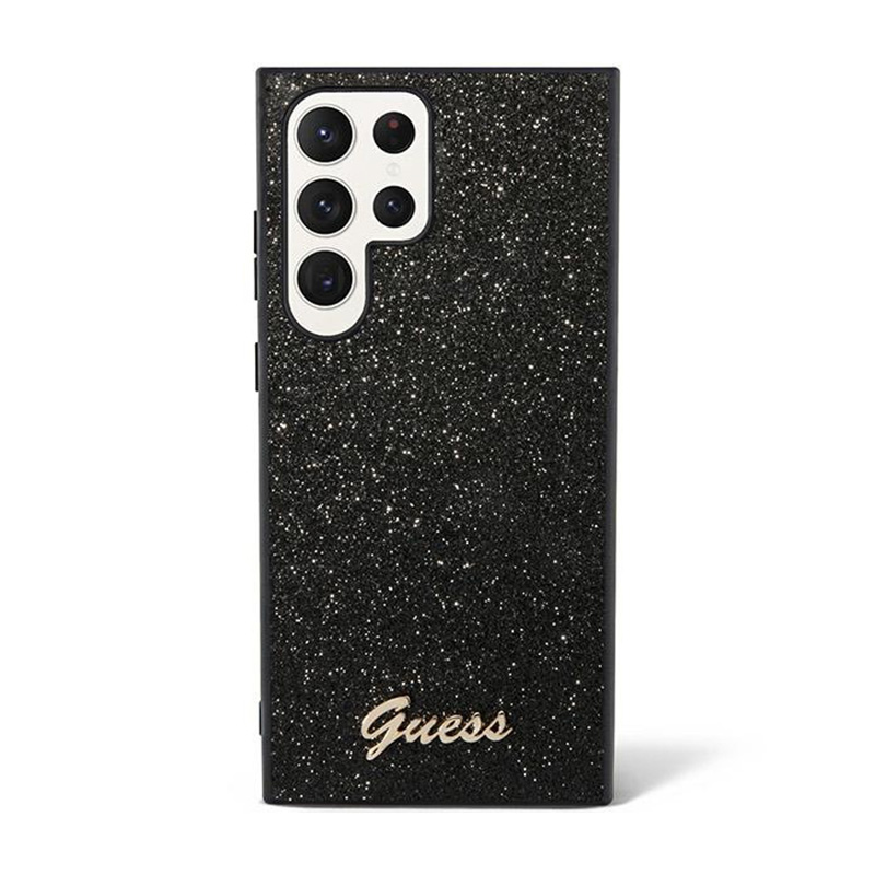 Guess Glitter Flakes Metal Logo Case - Etui Samsung Galaxy S24 Ultra (czarny)