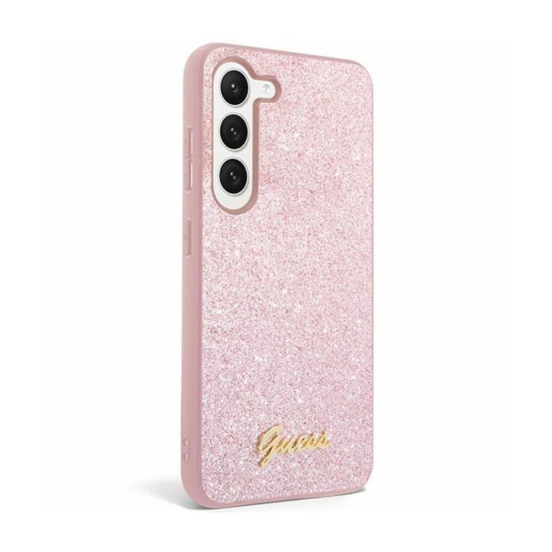 Guess Glitter Flakes Metal Logo Case - Etui Samsung Galaxy S24+ (różowy)