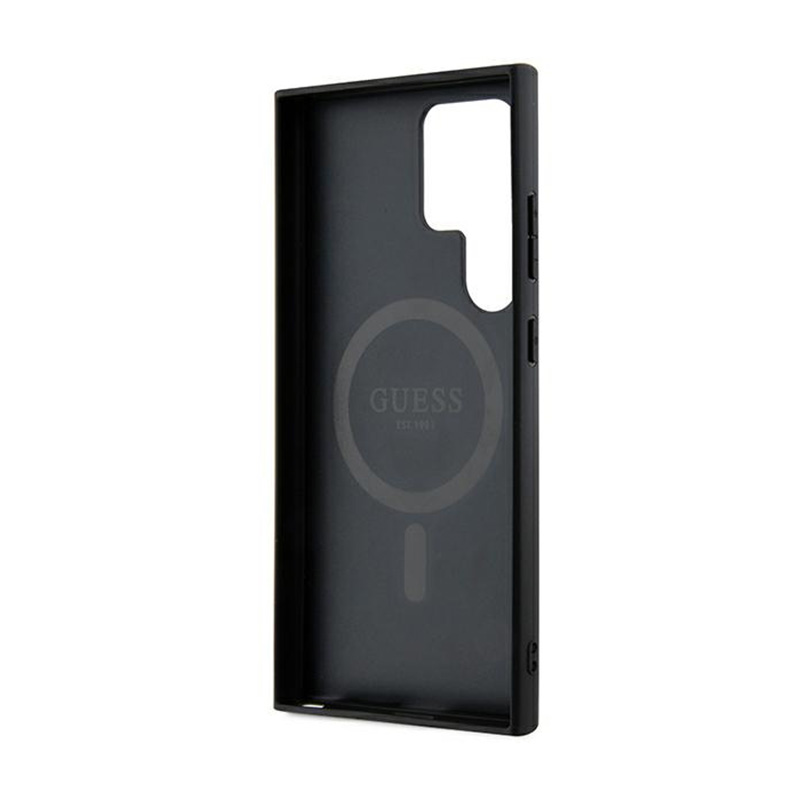 Guess 4G Collection Leather Metal Logo MagSafe - Etui Samsung Galaxy S24 Ultra (czarny)