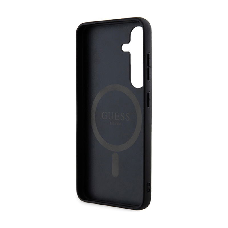 Guess 4G Collection Leather Metal Logo MagSafe - Etui Samsung Galaxy S24 (czarny)