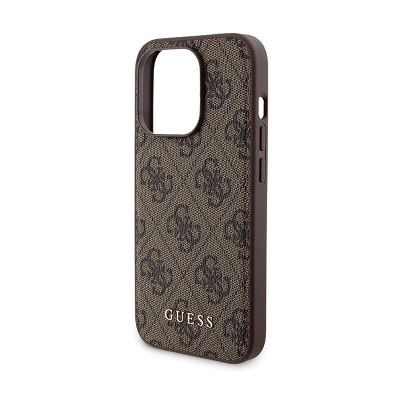 Guess Bundle Pack MagSafe 4G Metal Gold Logo - Zestaw etui + Power Bank 5000mAh MagSafe iPhone 15 Pro (brązowy)