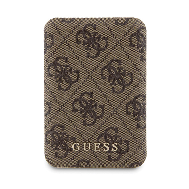 Guess Bundle Pack MagSafe 4G Metal Gold Logo - Zestaw etui + Power Bank 5000mAh MagSafe iPhone 15 Pro (brązowy)