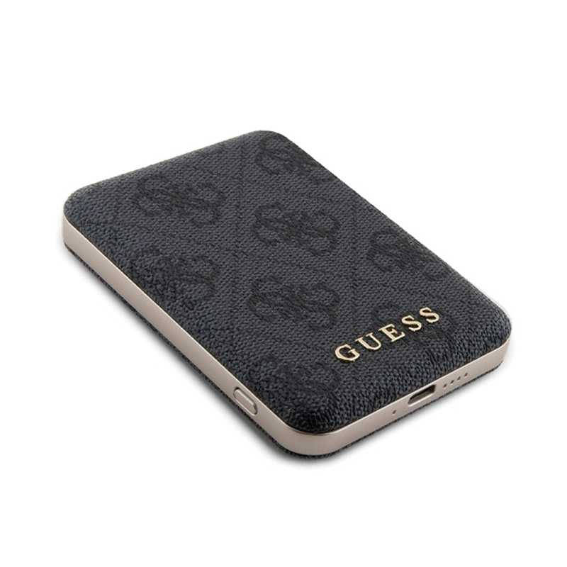 Guess Bundle Pack MagSafe 4G Metal Gold Logo - Zestaw etui + Power Bank 5000mAh MagSafe iPhone 15 (czarny)
