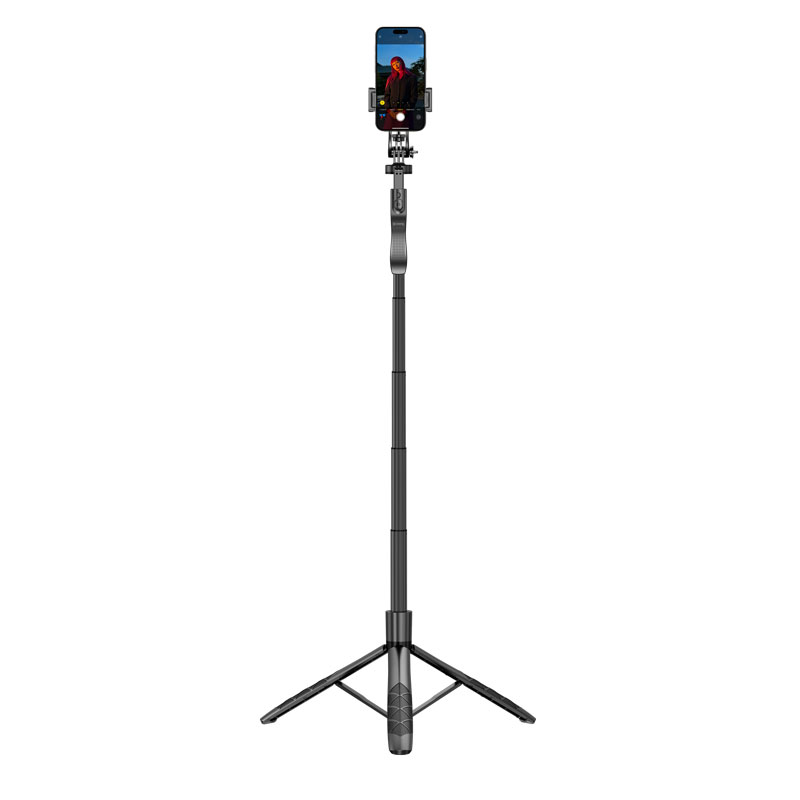 Crong SelfieGo Ultra – Aluminiowy selfie stick Bluetooth tripod (czarny)