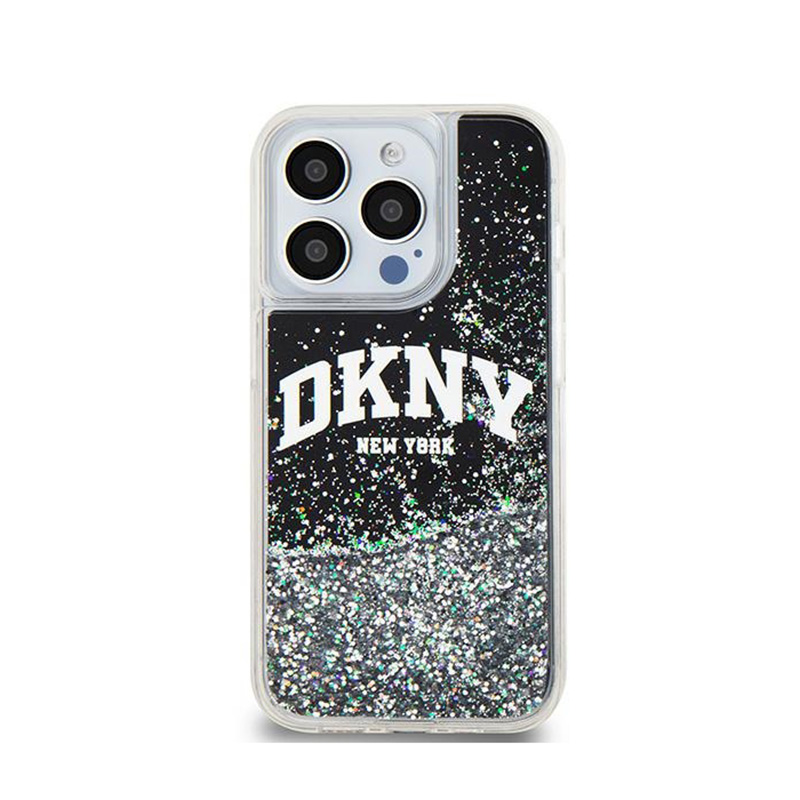 DKNY Liquid Glitter Big Logo - Etui iPhone 14 Pro (czarny)