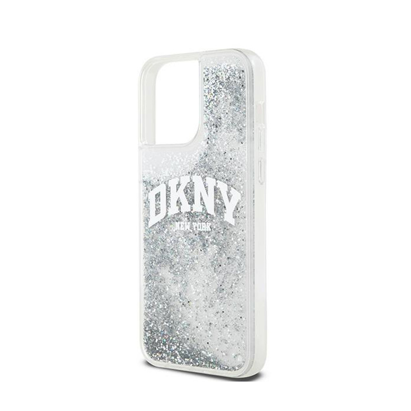 DKNY Liquid Glitter Big Logo - Etui iPhone 15 Pro (biały)