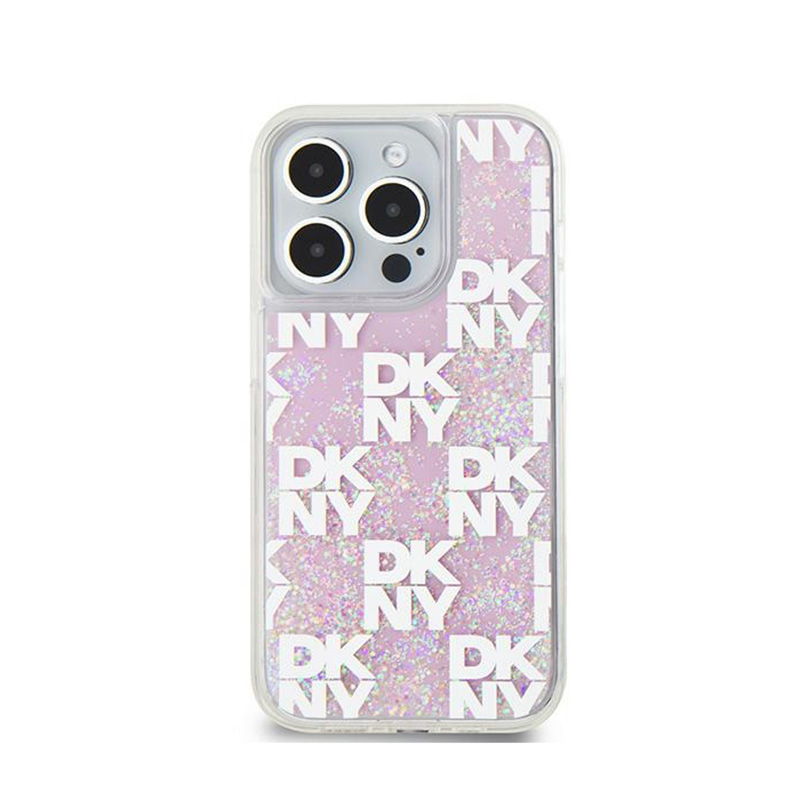 DKNY Liquid Glitter Multilogo - Etui iPhone 15 Pro (różowy)