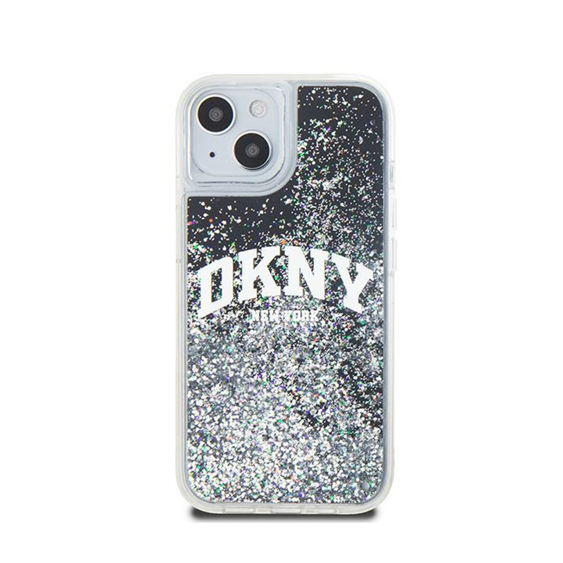 DKNY Liquid Glitter Big Logo - Etui iPhone 15 Plus / 14 Plus (czarny)