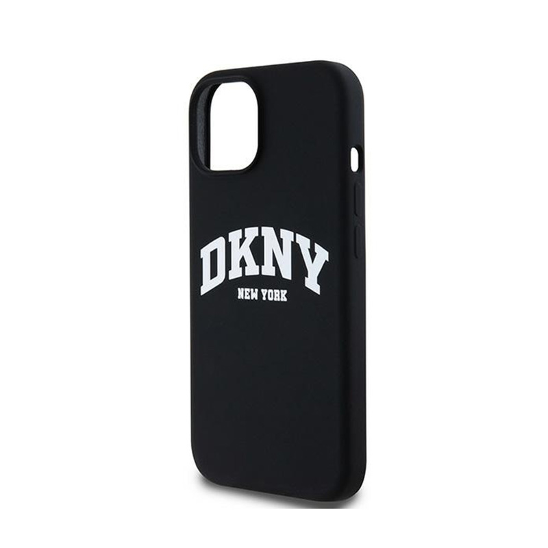 DKNY Liquid Silicone White Printed Logo MagSafe - Etui iPhone 12 / iPhone 12 Pro (czarny)