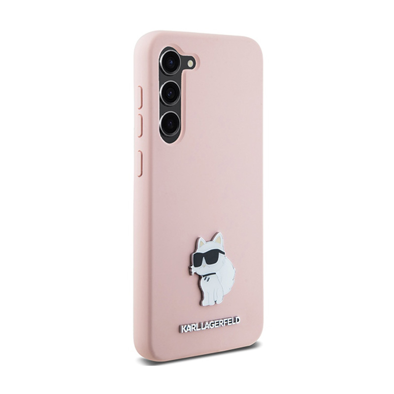 Karl Lagerfeld Silicone Choupette Metal Pin - Etui Samsung Galaxy S24+ (różowy)