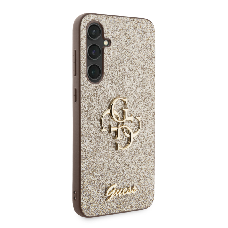 Guess Glitter Script Big 4G - Etui Samsung Galaxy S23 FE (złoty)