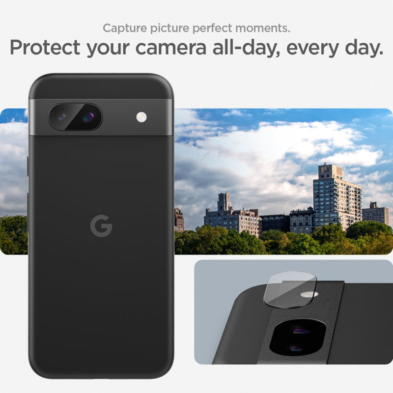 Spigen Optik.TR EZ Fit Camera Lens Protector 2-Pack - Szkło ochronne na obiektyw do Google Pixel 8A (2 szt) (Czarny)