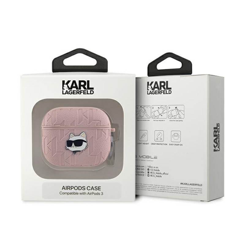 Karl Lagerfeld Monogram Choupette Head - Etui AirPods 3 (różowy)