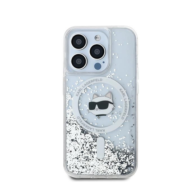 Karl Lagerfeld Liquid Glitter Choupette Head MagSafe - Etui iPhone 14 Pro Max (przezroczysty)