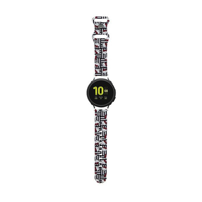 Hello Kitty Silicone Heads & Stripes - Pasek uniwersalny do smartwatcha 20 mm (czarny)