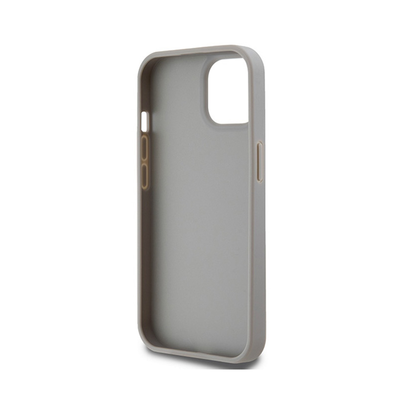 DKNY Leather Mono Stripe & Metal Logo - Etui iPhone 15 Plus / 14 Plus (beżowy)