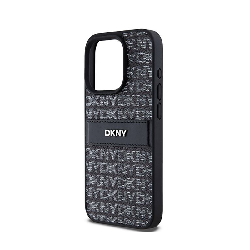DKNY Leather Mono Stripe & Metal Logo - Etui iPhone 15 Pro Max (czarny)