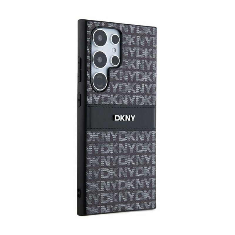 DKNY Leather Mono Stripe & Metal Logo - Etui Samsung Galaxy S24 Ultra (czarny)