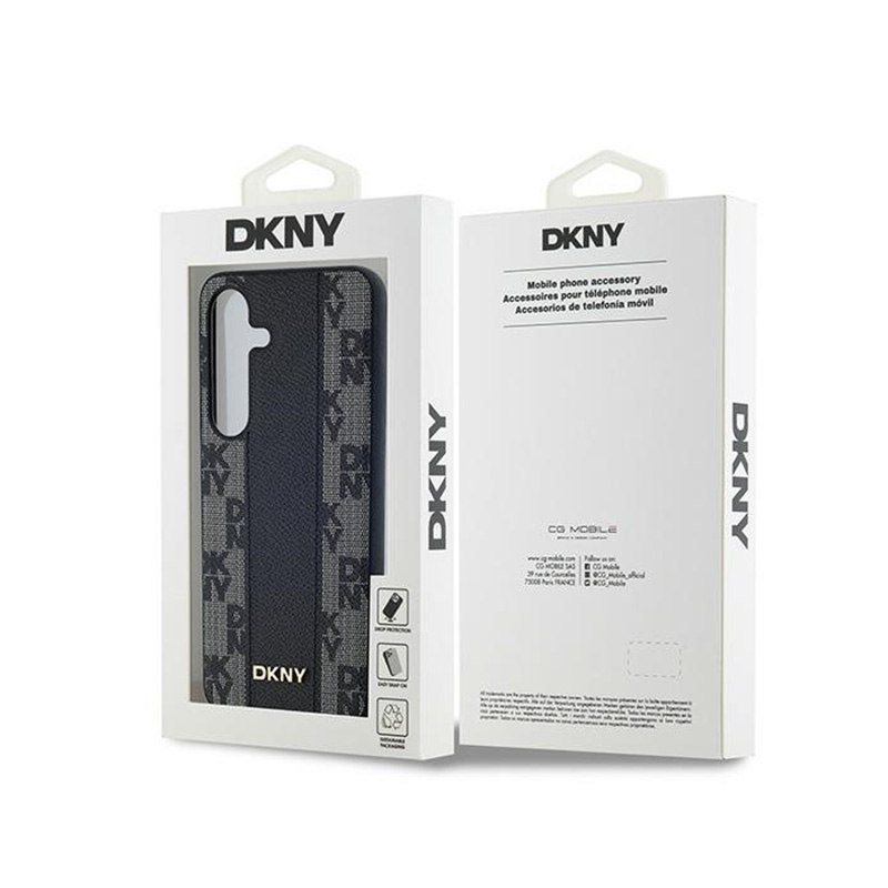 DKNY Leather Checkered Mono Pattern MagSafe - Etui Samsung Galaxy S24+ (czarny)