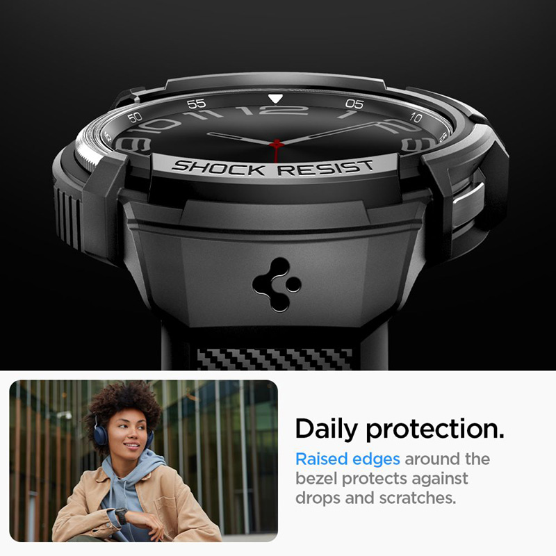 Spigen Rugged Armor Pro - Pasek + etui do Samsung Galaxy Watch 6 Classic 47 mm (Czarny)