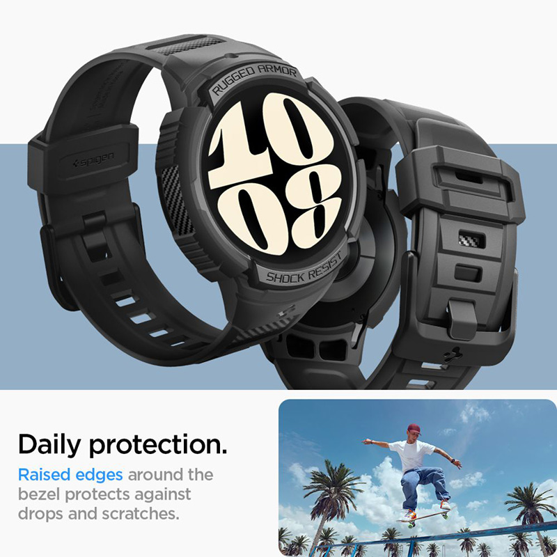 Spigen Rugged Armor Pro - Pasek + etui do Samsung Galaxy Watch 6 40 mm (Czarny)