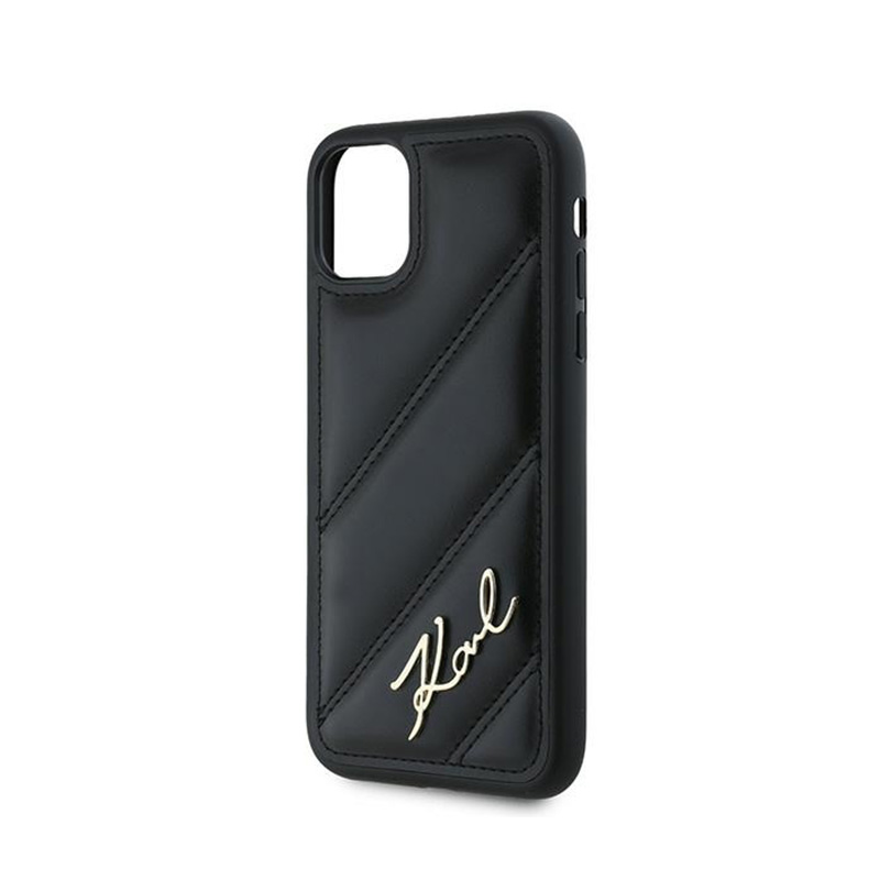 Karl Lagerfeld Diagonal Quilted Script - Etui iPhone 11 (czarny)