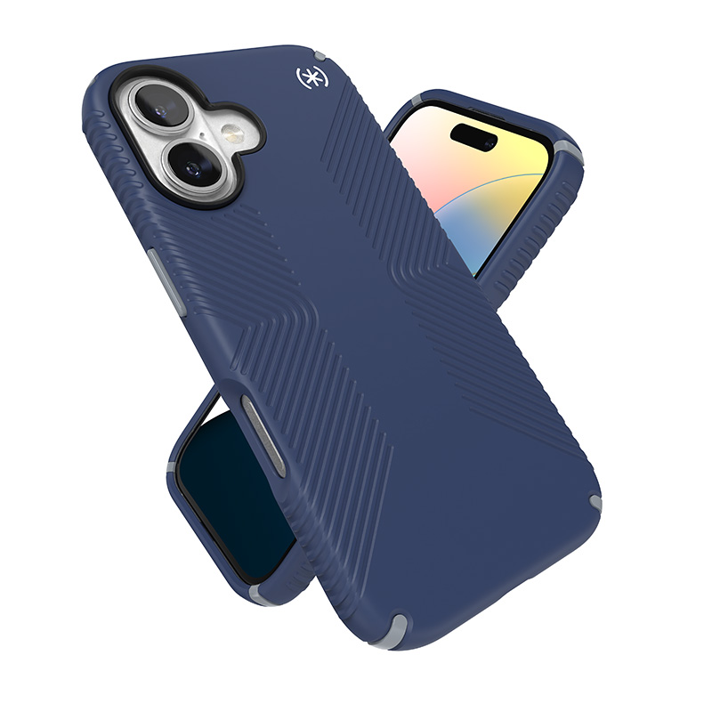 Speck Presidio2 Grip - Etui iPhone 16 (Coastal Blue / Dust Grey / White)