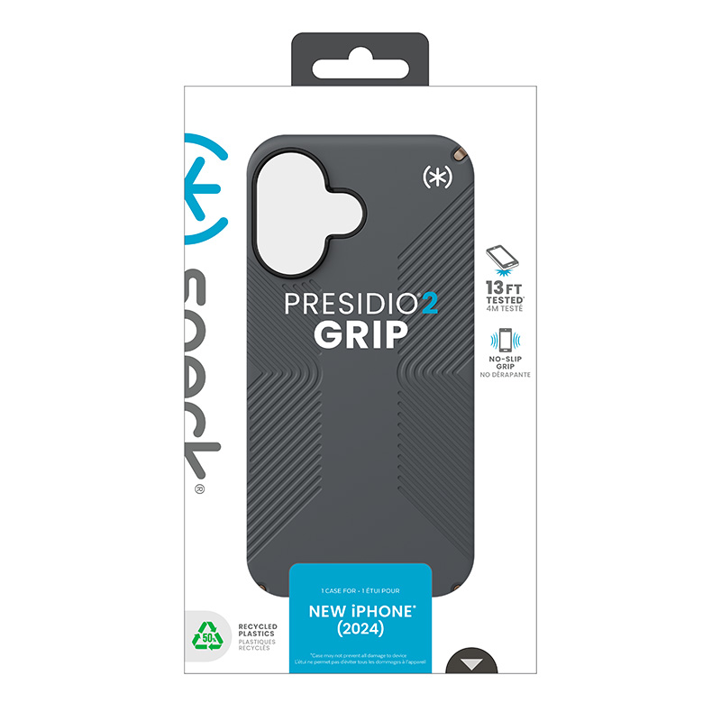 Speck Presidio2 Grip - Etui iPhone 16 (Charcoal Grey / Cool Bronze / White)