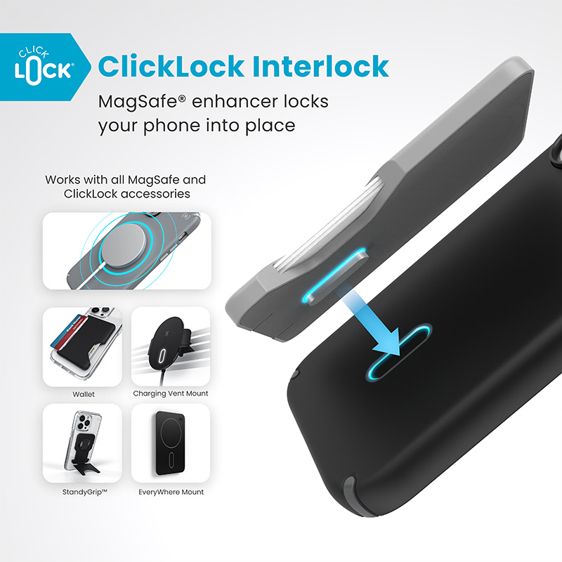 Speck Presidio2 Pro ClickLock & MagSafe - Etui iPhone 16 (Black / Slate Grey / White)