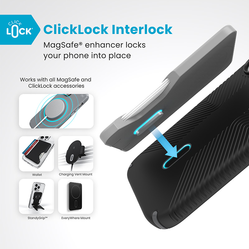 Speck Presidio2 Grip ClickLock & MagSafe - Etui iPhone 16 (Black / Slate Grey / White)