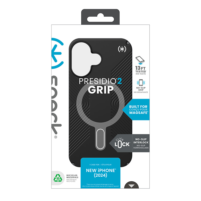 Speck Presidio2 Grip ClickLock & MagSafe - Etui iPhone 16 (Black / Slate Grey / White)