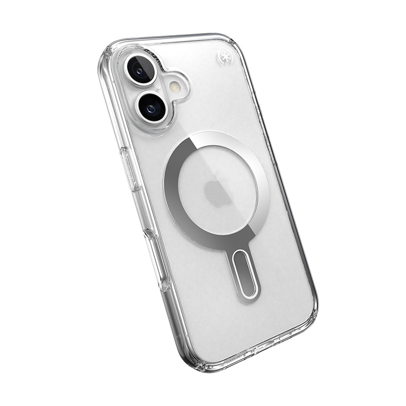 Speck Presidio Perfect-Clear ClickLock & MagSafe - Etui iPhone 16 (Clear / Chrome Finish / Serene Silver)