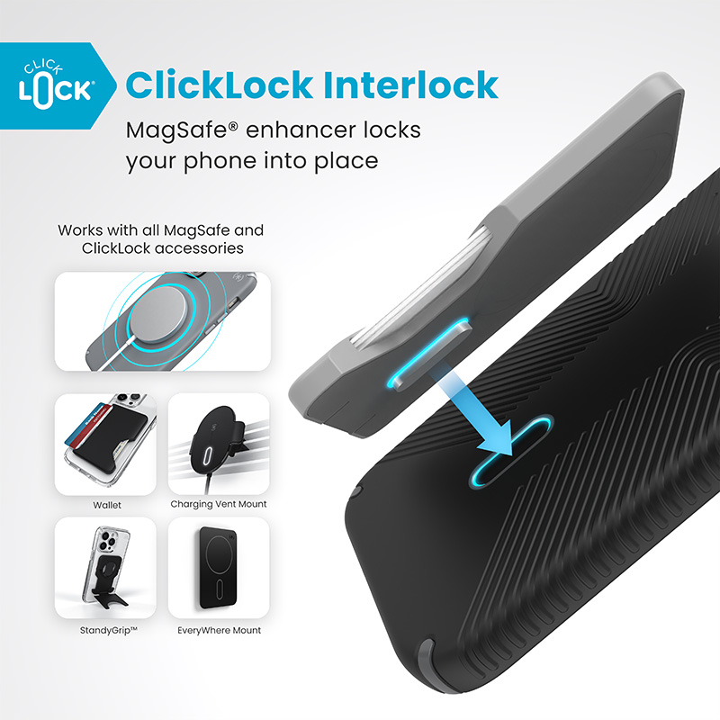 Speck Presidio2 Grip ClickLock & MagSafe - Etui iPhone 16 Plus (Black / Slate Grey / White)