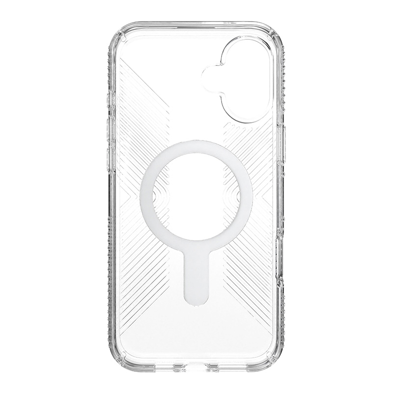 Speck Presidio Perfect-Clear Grip ClickLock & MagSafe - Etui iPhone 16 Plus (Clear / Chrome Finish / Serene Silver)