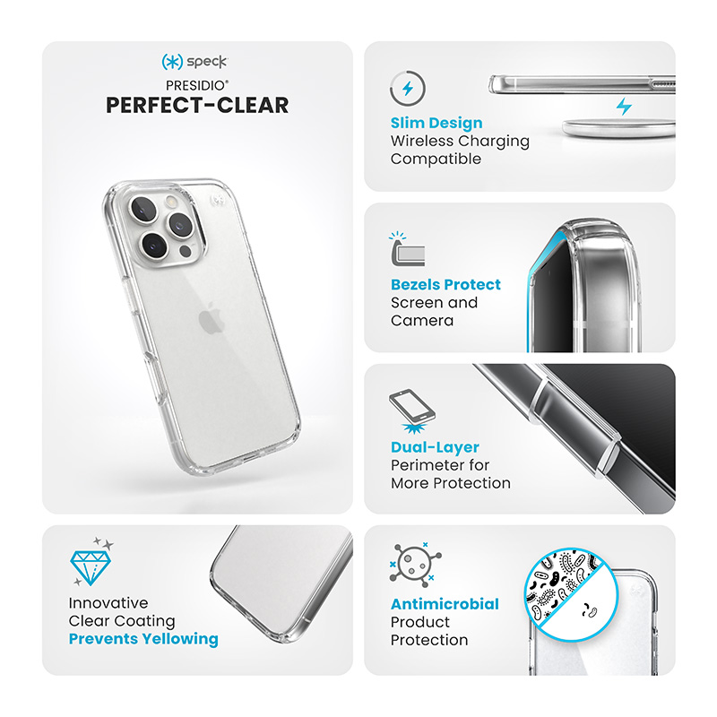 Speck Presidio Perfect-Clear - Etui iPhone 16 Pro (Clear)