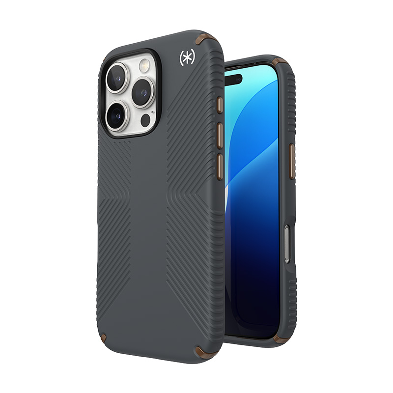 Speck Presidio2 Grip - Etui iPhone 16 Pro (Charcoal Grey / Cool Bronze / White)