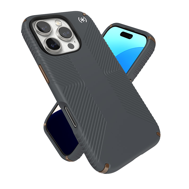 Speck Presidio2 Grip - Etui iPhone 16 Pro (Charcoal Grey / Cool Bronze / White)